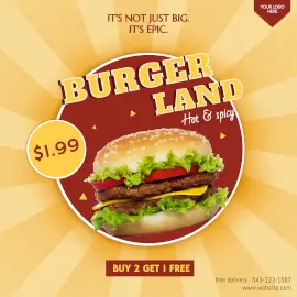 Online Editable Special Offers At Burger Outlet Instagram Ad