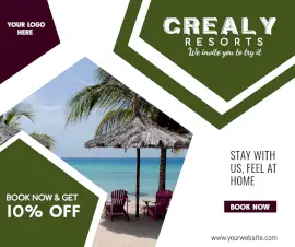 Online Editable Resort Offers Facebook Post