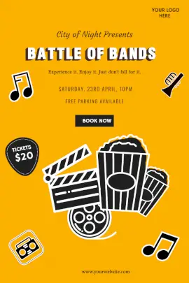 Online Editable Battle of Bands Online Invitation Pinterest Graphic