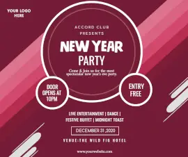 Online Editable New Year Eve Party Facebook Post