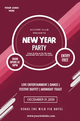 Online Editable Dark Pink New Year Party inviting Tumblr Graphic