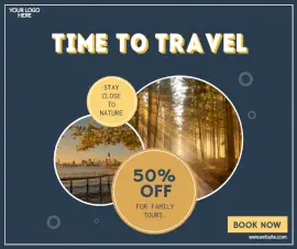 Online Editable Time To Travel Ad Facebook Post
