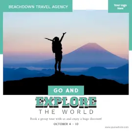 Online Editable Travel Agency Promotion Social Media Post