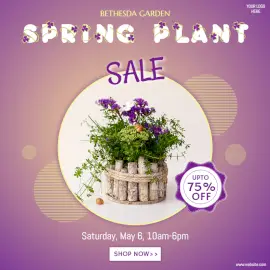 Online Editable Spring Plant Sale Social Media Post