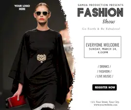 Online Editable Fashion Show Invitation Facebook Post