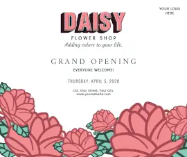 Online Editable New Flower Shop Opening Invitation Facebook Post