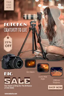 Online Editable Brown 3D Font Camera Sale Offer Tumblr Graphic