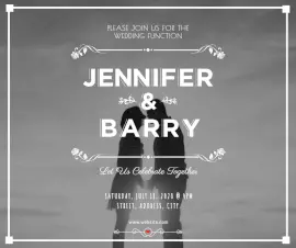 Online Editable Jennifer and Barry Wedding Invitation Facebook Post