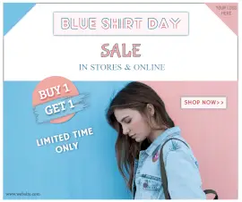 Online Editable Blue Shirt Sale Pink and Blue Sale Facebook Post