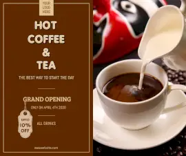 Online Editable New Cafe Outlet Opening Facebook Post