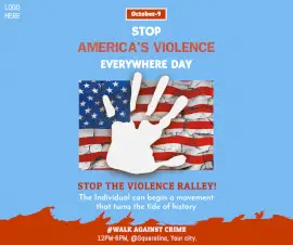 Online Editable Stop America Violence Everywhere Day October 9 Facebook Post