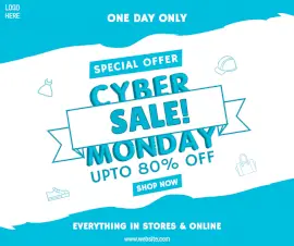 Online Editable Cyber Monday Sale Offers Facebook Post