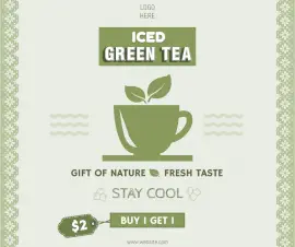 Online Editable Iced Green Tea Offers Facebook Post
