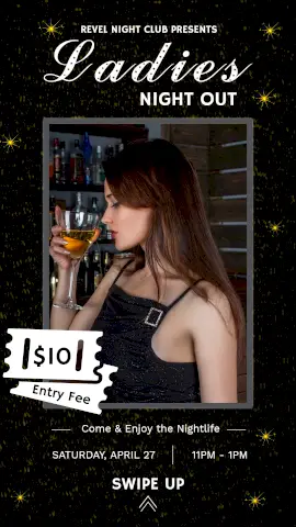 Online Editable Night Club Ladies Night Out Party Story Design