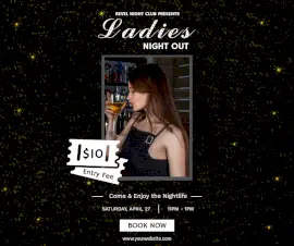 Online Editable Ladies Night Out Party Facebook Post