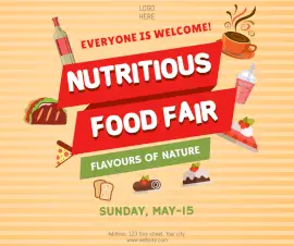 Online Editable Nutritious Food Fair Facebook Post