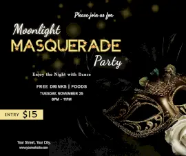 Online Editable Masquerade Party Facebook Post