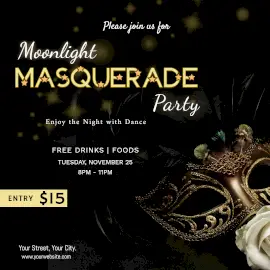 Online Editable Masquerade Party Instagram Ad