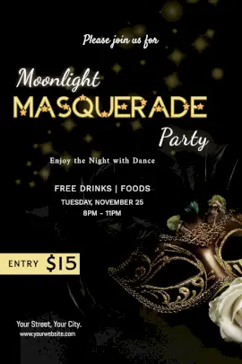 Online Editable Masquerade Party Pinterest Graphic