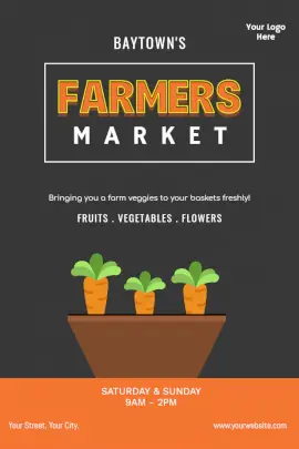 Online Editable Famers Market Vegetable Store Promotion Pinterest Graphic