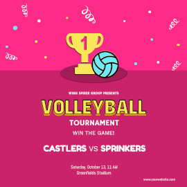 Online Editable Volleyball Tournament Poster Instagram Ad