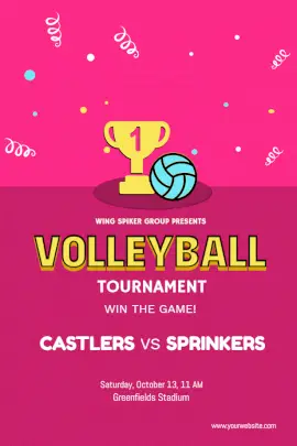 Online Editable Volleyball Tournament Poster Pinterest Graphic