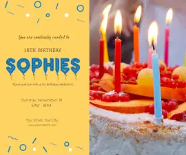 Online Editable Birthday Party Invitation Facebook Post