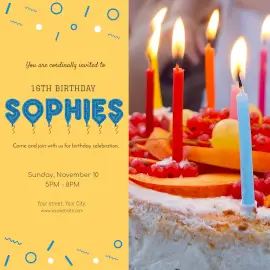 Online Editable Birthday Party Invitation Instagram Ad