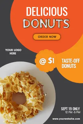 Online Editable Orange Delicious Donuts Discount Sale Tumblr Graphic
