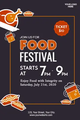 Online Editable Dark Brown Food Festival Tumblr Graphic