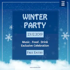 Online Editable Winter Party Invitation Social Media Post