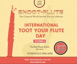 Online Editable International Toot Your Flute Day Facebook Post