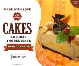 Online Editable Hand Decorated Natural Cakes Facebook Post