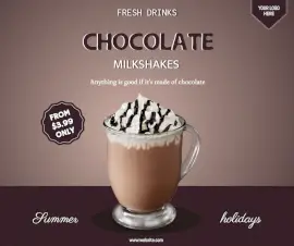 Online Editable Summer Holiday Chocolate Milkshake Offers Facebook Post