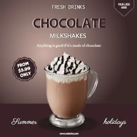 Online Editable Summer Holiday Chocolate Milkshake Offers Instagram Ad