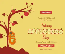Online Editable Johnny Appleseed Day September 26 Apple Font Facebook Post
