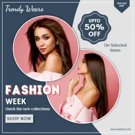 Online Editable Fashion Week Sale Social Media Post