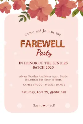 Online Editable Farewell Party announcement with Fancy Text Tumblr Graphic