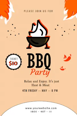 Online Editable BBQ Party Invitation Pinterest Graphic