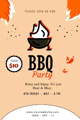 Online Editable Soft Orange BBQ Party Tumblr Graphic