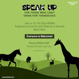 Online Editable Speak Up For Animals Awareness Workshop Social Media Post