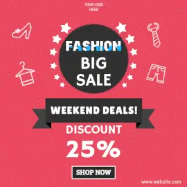 Online Editable Fashion Big Sale Social Media Post