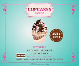 Online Editable Cupcakes House Facebook Post