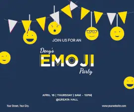 Online Editable Deny's Emoji Party Facebook Post