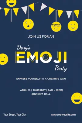 Online Editable Deny's Emoji Party Pinterest Graphic