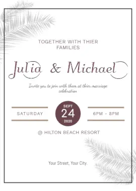 Online Editable Beach Wedding Invitation Portrait Invitation
