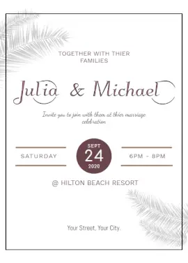Online Editable Beach Wedding Invitation
