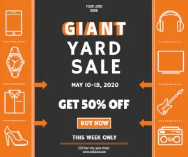 Online Editable Giant Yard Sale Facebook Post