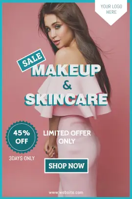 Online Editable Soft Red Makeup and Skincare Offer Tumblr Graphic