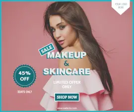 Online Editable Soft Red Makeup and Skincare Offer Facebook Post